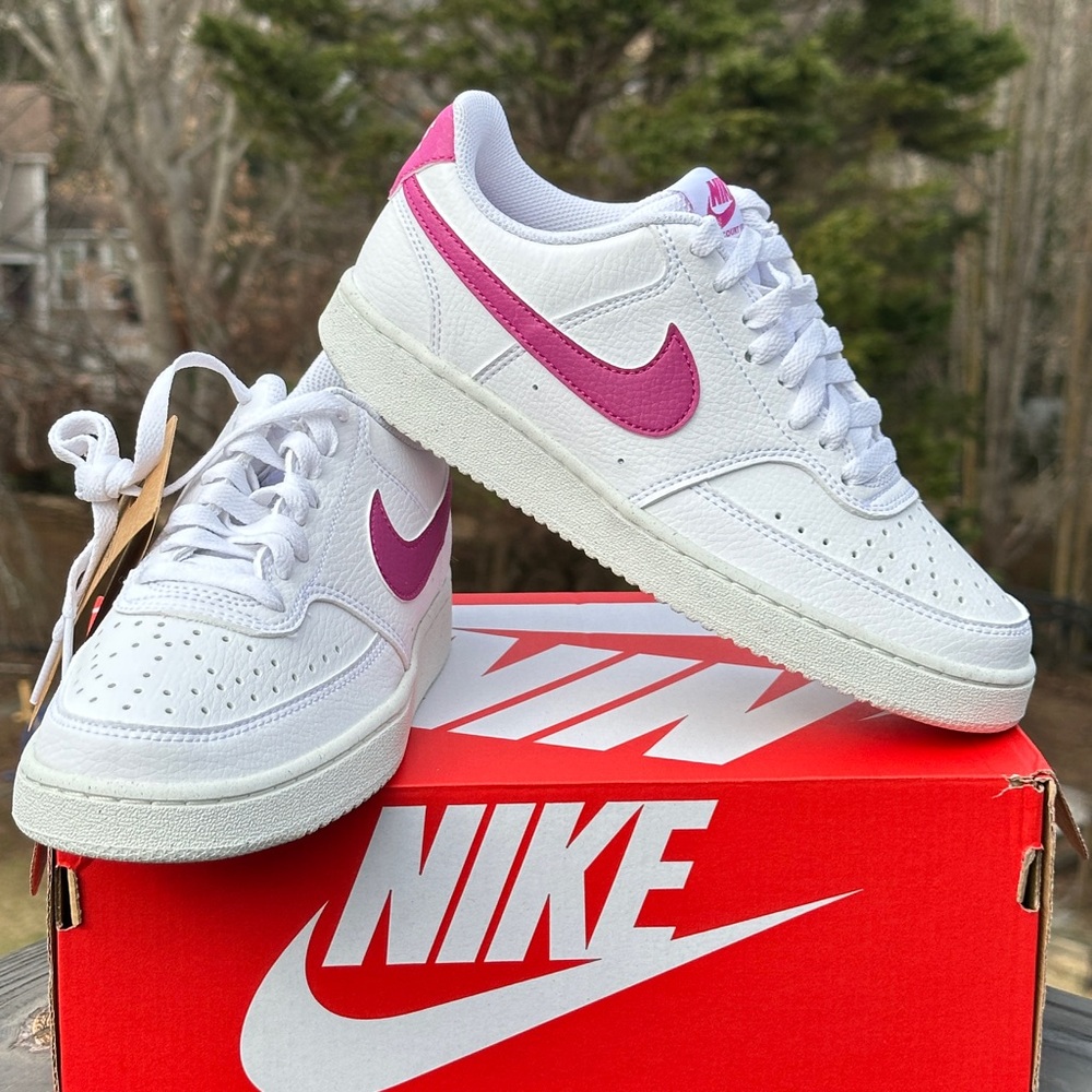 Nike Court Vision Low Womens 7 Youth 5.5Y White Sustainable Casual Sneaker NEW